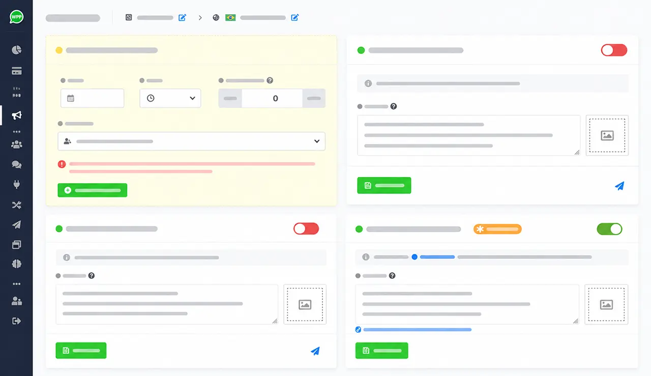 Paramètres de messages et automatisations dans WPP Marketing